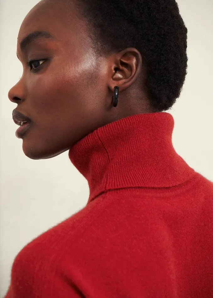 Women Jumpers and Cardigans Hobbs Delora Cashmere Roll Neck Jumper Pomegranate Red