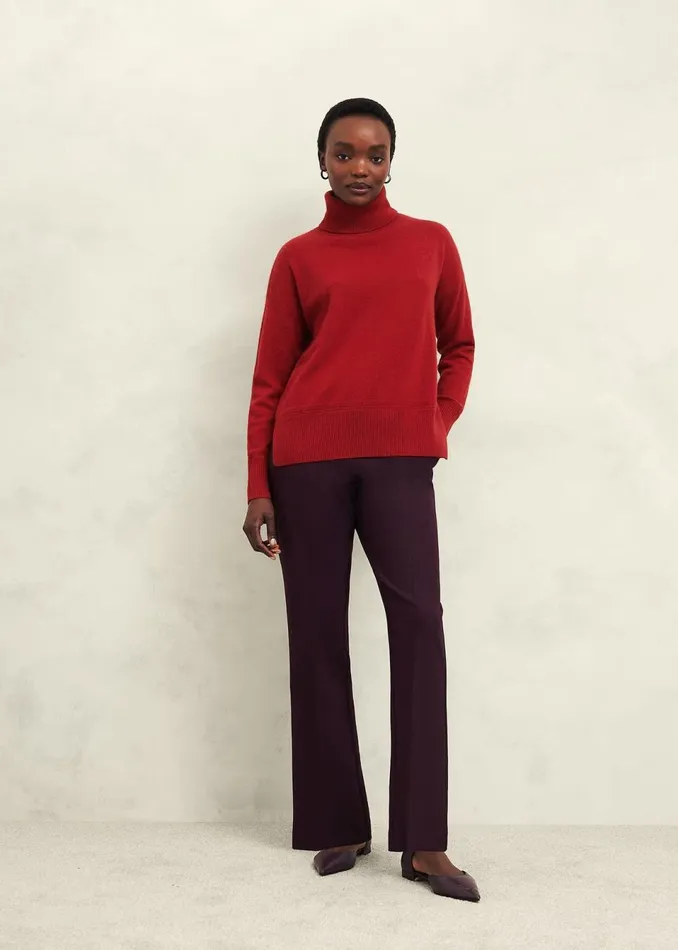 Women Jumpers and Cardigans Hobbs Delora Cashmere Roll Neck Jumper Pomegranate Red