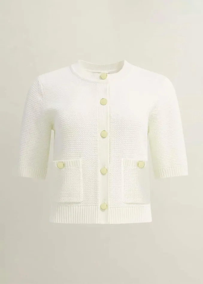 Women Jumpers and Cardigans Hobbs Emily Cotton Cardigan Warm Ivory