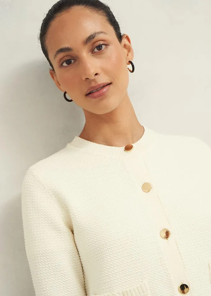Women Jumpers and Cardigans Hobbs Emily Cotton Cardigan Warm Ivory