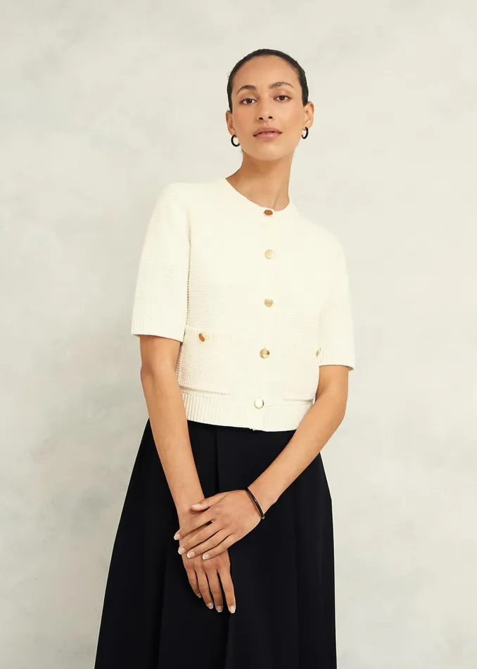 Women Jumpers and Cardigans Hobbs Emily Cotton Cardigan Warm Ivory