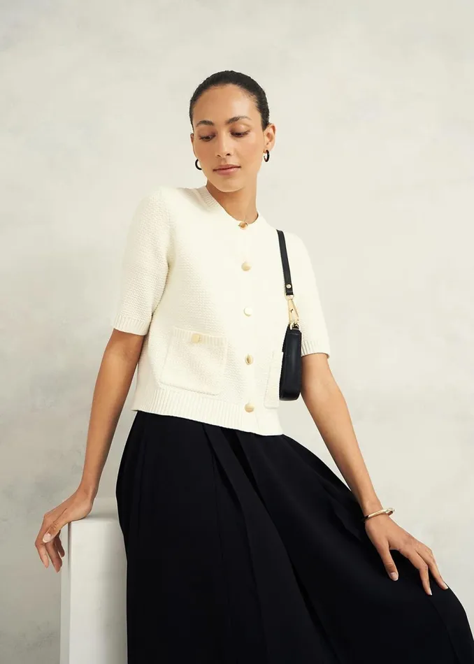 Women Jumpers and Cardigans Hobbs Emily Cotton Cardigan Warm Ivory