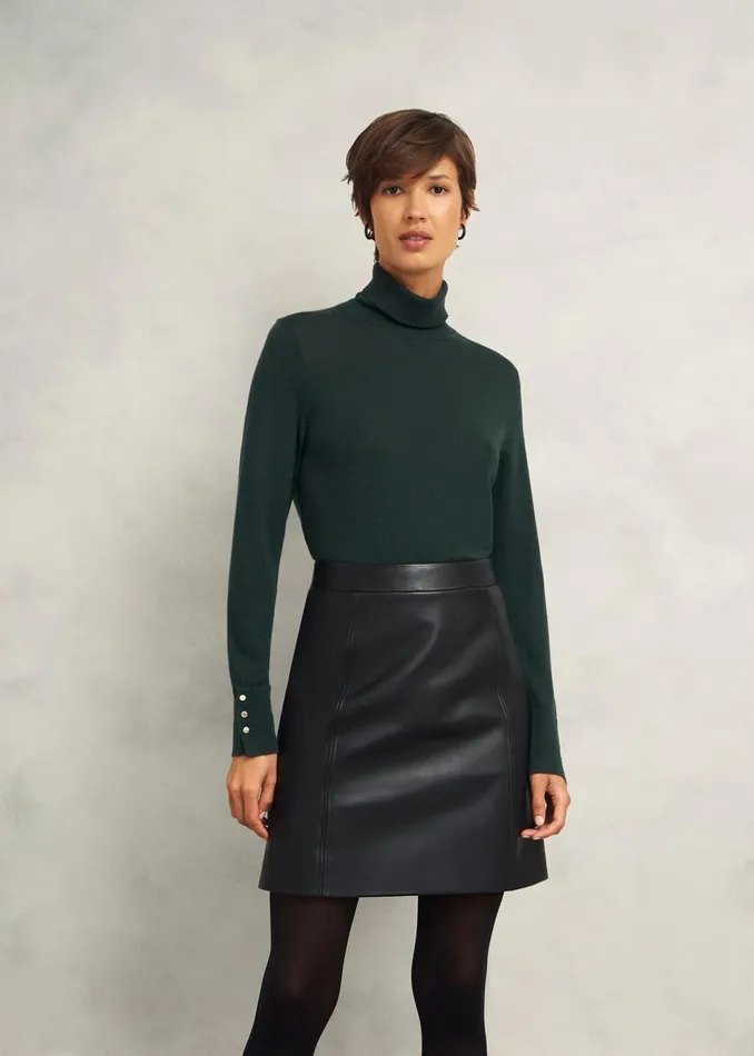 Women Jumpers and Cardigans Hobbs Lara Merino Wool Roll Neck Jumper Hawthorn Green