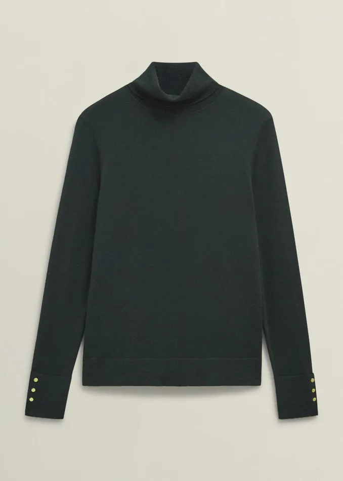 Women Jumpers and Cardigans Hobbs Lara Merino Wool Roll Neck Jumper Hawthorn Green