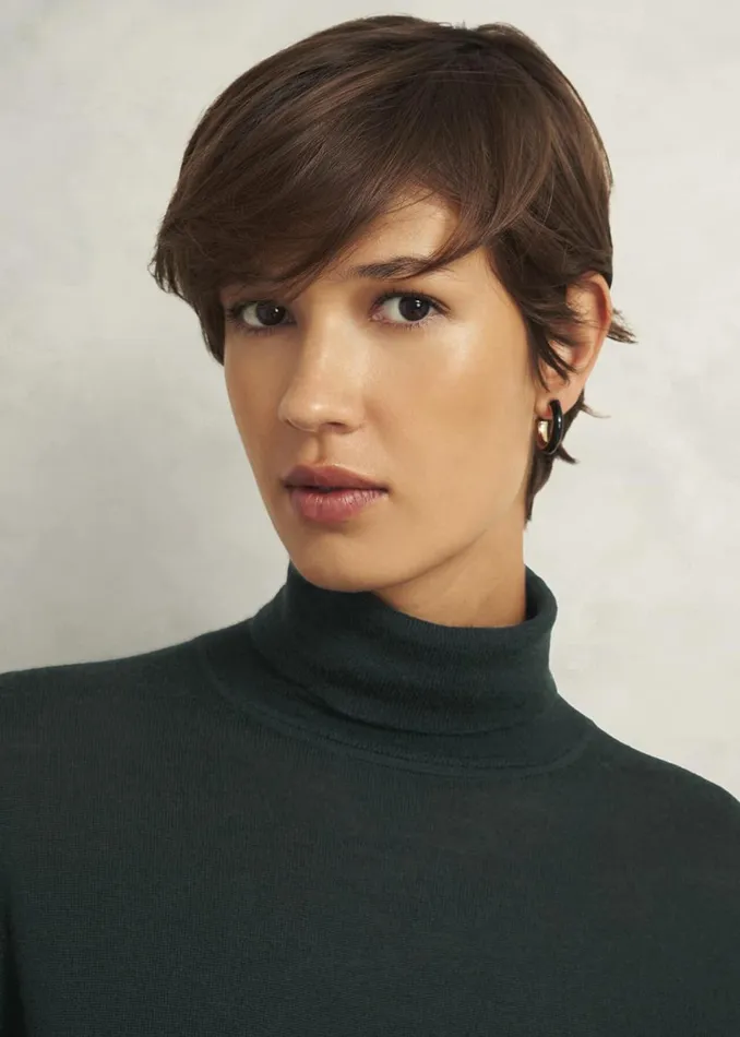 Women Jumpers and Cardigans Hobbs Lara Merino Wool Roll Neck Jumper Hawthorn Green