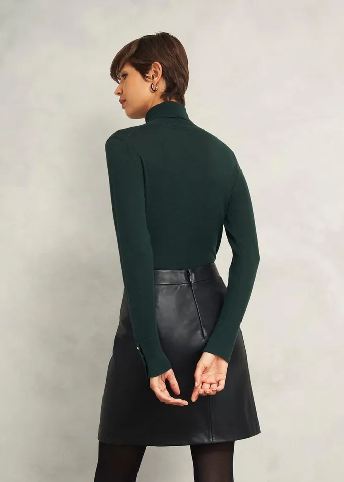 Women Jumpers and Cardigans Hobbs Lara Merino Wool Roll Neck Jumper Hawthorn Green