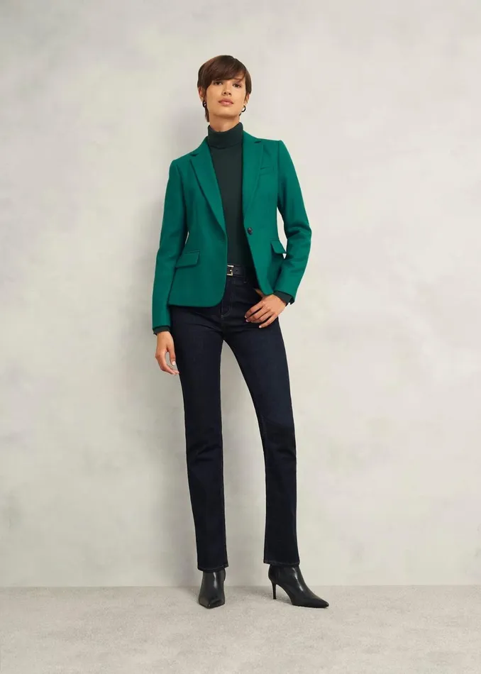 Women Jumpers and Cardigans Hobbs Lara Merino Wool Roll Neck Jumper Hawthorn Green