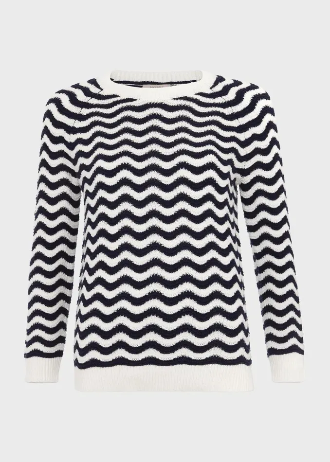Women Jumpers and Cardigans Hobbs Lulu Cotton Jumper Navy Ivory