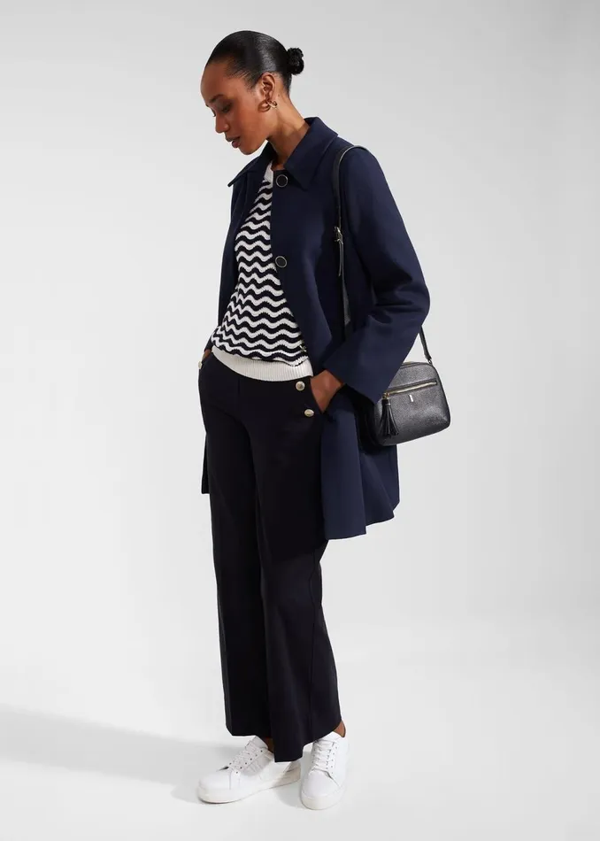 Women Jumpers and Cardigans Hobbs Lulu Cotton Jumper Navy Ivory