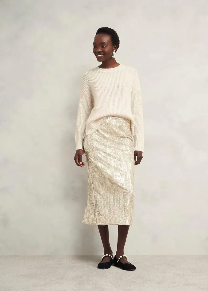 Women Jumpers and Cardigans Hobbs Marsha Sequin Jumper With Alpaca Ivory