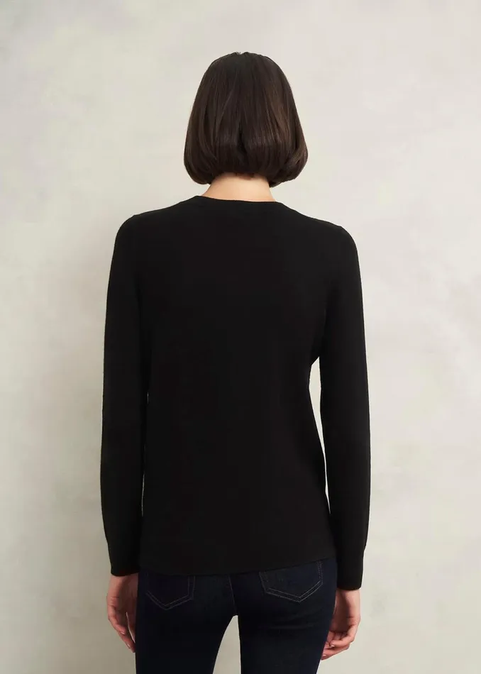 Women Jumpers and Cardigans Hobbs Samira Star Jumper With Cashemre Black Ivory