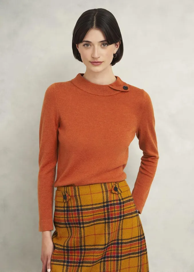 Women Jumpers and Cardigans Hobbs Talia Wool Cashmere Jumper Topaz Orange