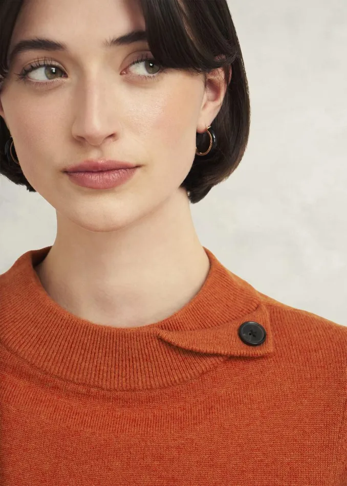 Women Jumpers and Cardigans Hobbs Talia Wool Cashmere Jumper Topaz Orange