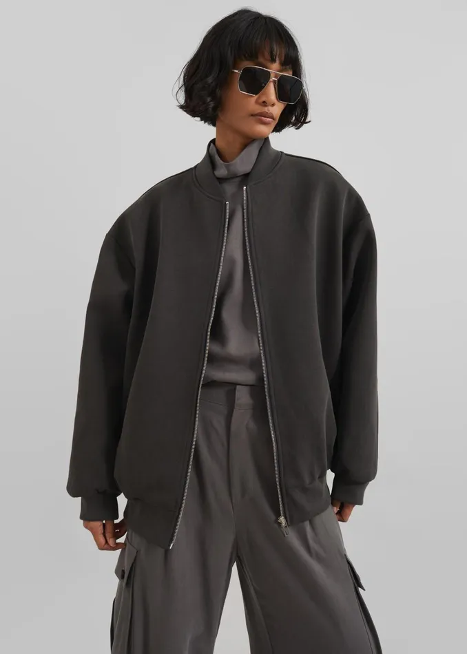 Women Jura Cotton Bomber Jacket 8211 Charcoal The Frankie Shop Outerwear