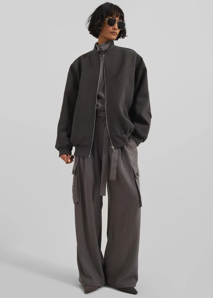 Women Jura Cotton Bomber Jacket 8211 Charcoal The Frankie Shop Outerwear