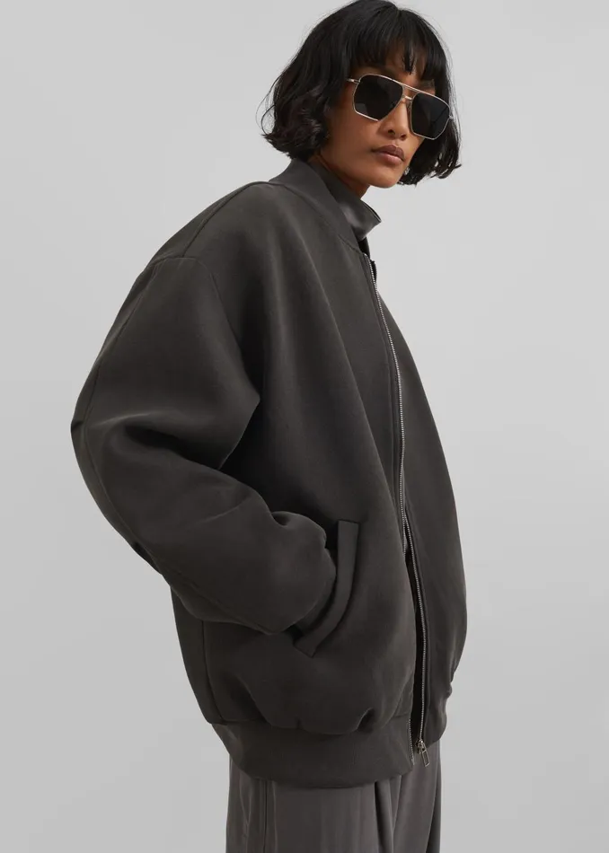 Women Jura Cotton Bomber Jacket 8211 Charcoal The Frankie Shop Outerwear