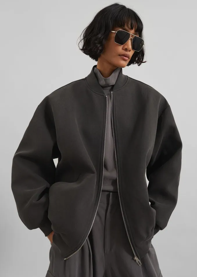 Women Jura Cotton Bomber Jacket 8211 Charcoal The Frankie Shop Outerwear