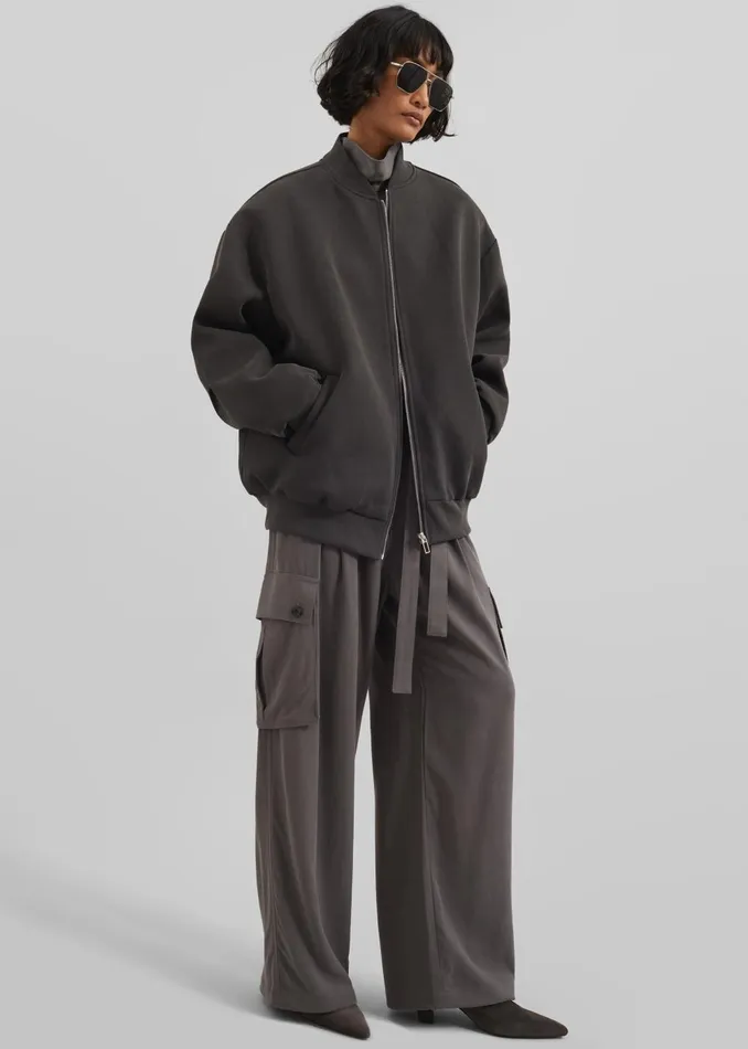 Women Jura Cotton Bomber Jacket 8211 Charcoal The Frankie Shop Outerwear