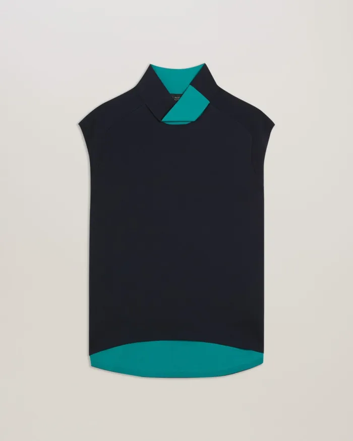 Women KAEDEE 8211 Straight Fit Twist Neck Knitted Top Navy Ted Baker Tops and Blouses