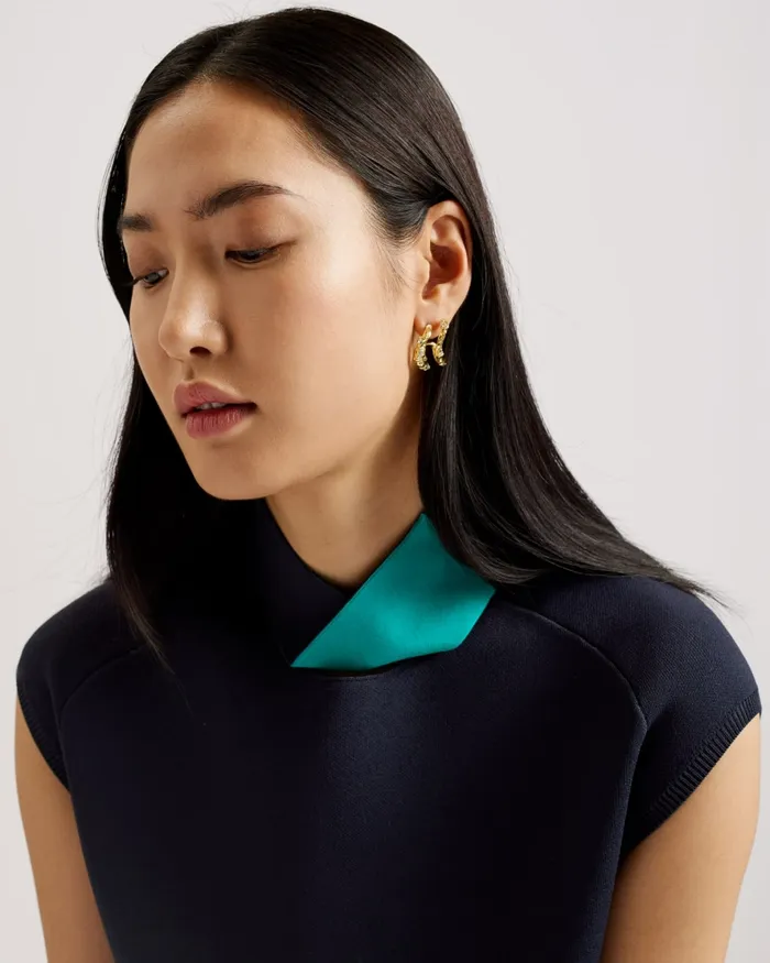 Women KAEDEE 8211 Straight Fit Twist Neck Knitted Top Navy Ted Baker Tops and Blouses