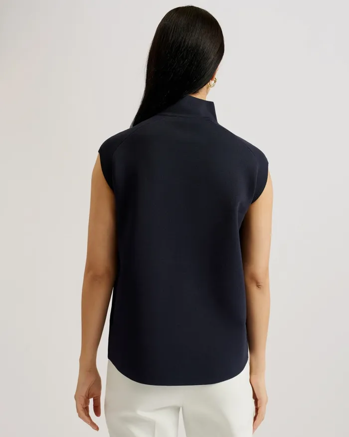 Women KAEDEE 8211 Straight Fit Twist Neck Knitted Top Navy Ted Baker Tops and Blouses