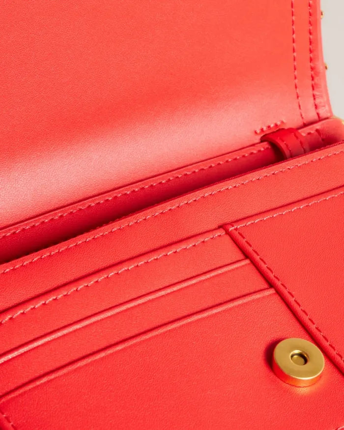 Women KAHNISA 8211 Studded Edge Leather Purse With Strap Coral Ted Baker Purses and Cardholders Women KAHNISA 8211 Studded Edge Leather Purse With Strap Coral Ted Baker Purses and Cardholders