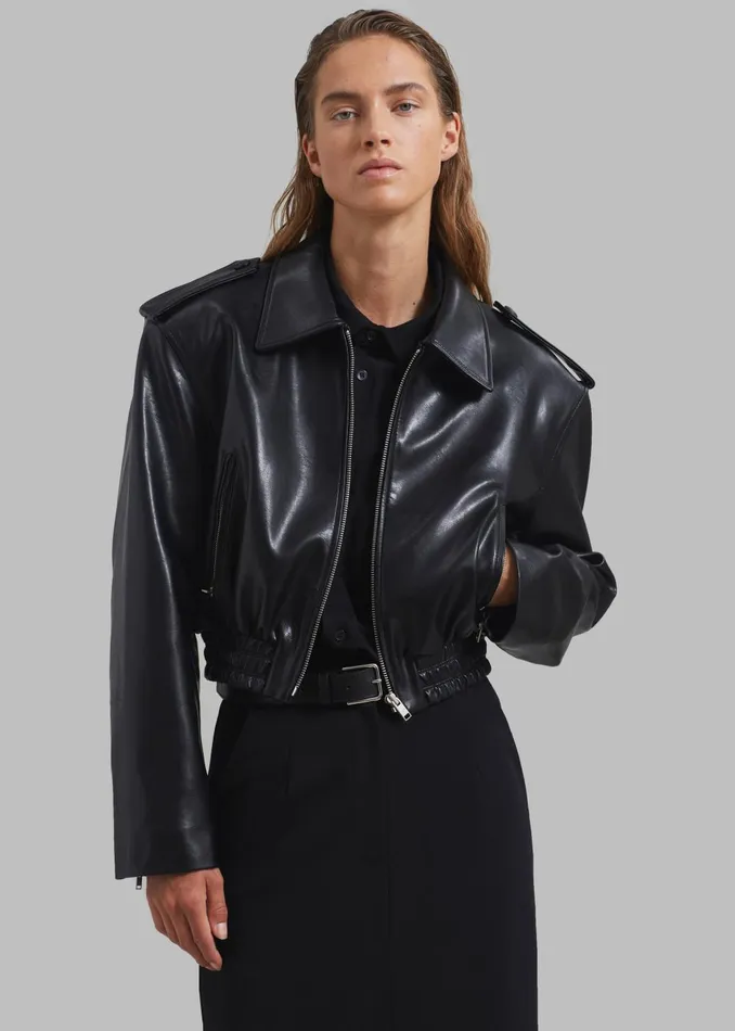 Women Kaia Cropped Bomber 8211 Black The Frankie Shop Outerwear