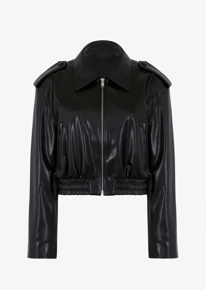 Women Kaia Cropped Bomber 8211 Black The Frankie Shop Outerwear
