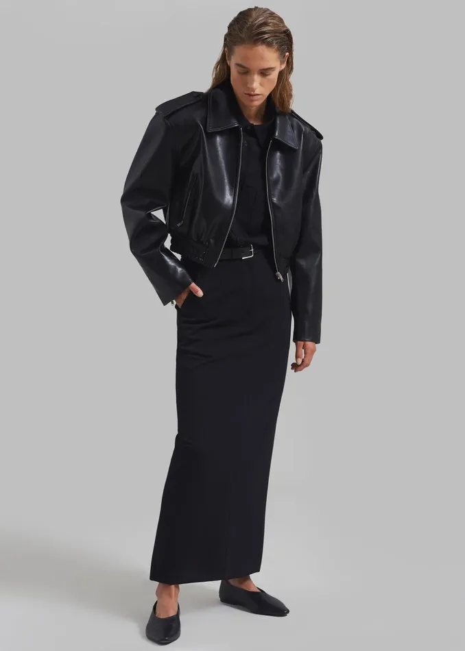 Women Kaia Cropped Bomber 8211 Black The Frankie Shop Outerwear