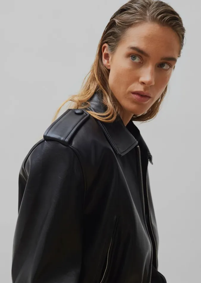 Women Kaia Cropped Bomber 8211 Black The Frankie Shop Outerwear