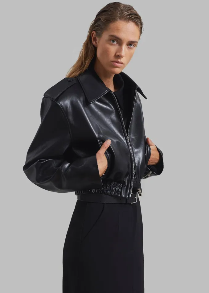 Women Kaia Cropped Bomber 8211 Black The Frankie Shop Outerwear