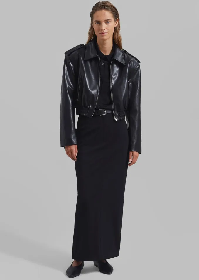 Women Kaia Cropped Bomber 8211 Black The Frankie Shop Outerwear