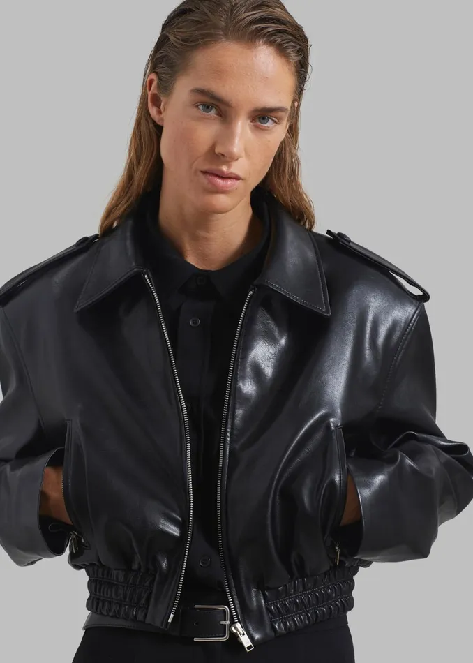 Women Kaia Cropped Bomber 8211 Black The Frankie Shop Outerwear