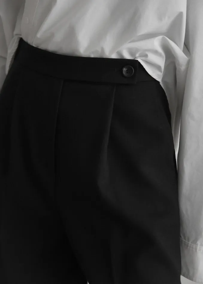 Women Kamila Wide Leg Trousers 8211 Black The Frankie Shop Bottoms