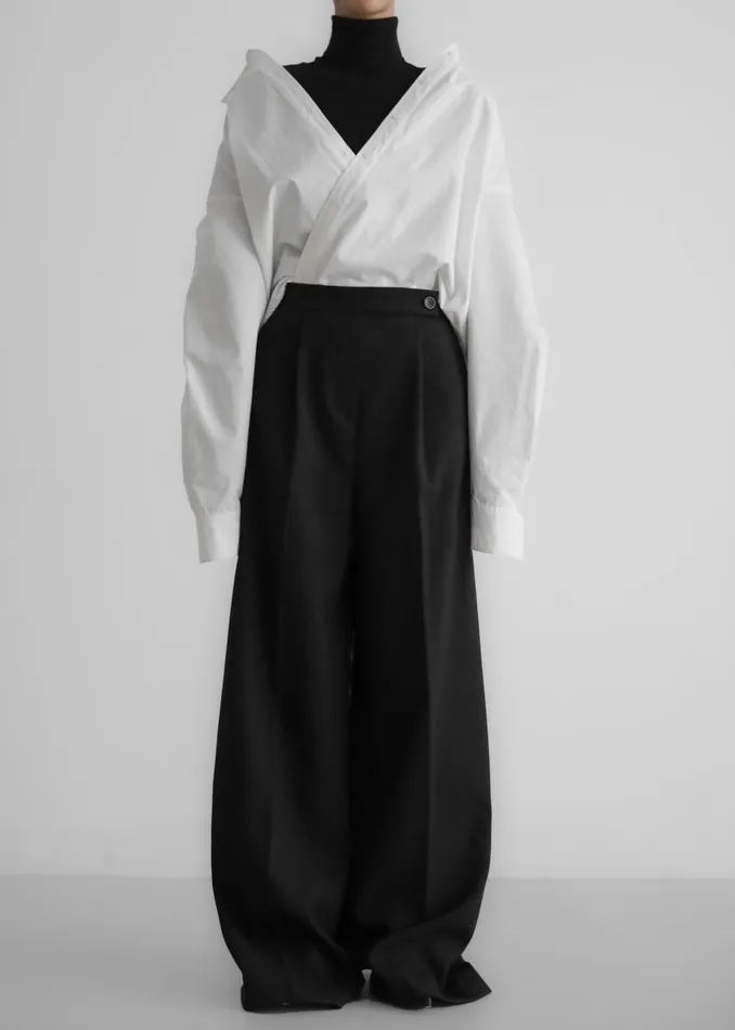 Women Kamila Wide Leg Trousers 8211 Black The Frankie Shop Bottoms
