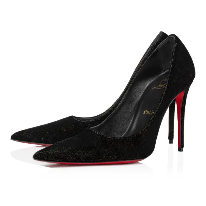 Women Kate Max 100 Mm Pumps 8211 Velvet D039Or 8211 Black Christian Louboutin Pumps