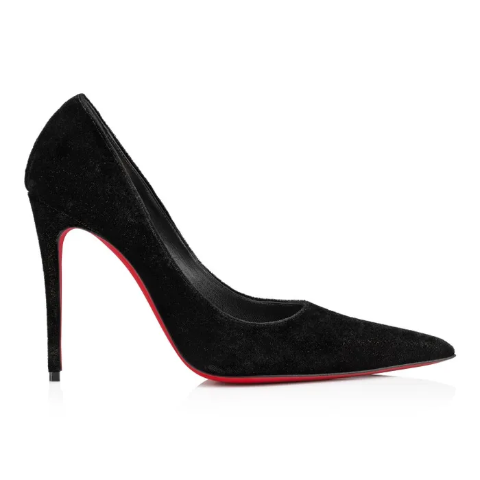 Women Kate Max 100 Mm Pumps 8211 Velvet D039Or 8211 Black Christian Louboutin Pumps