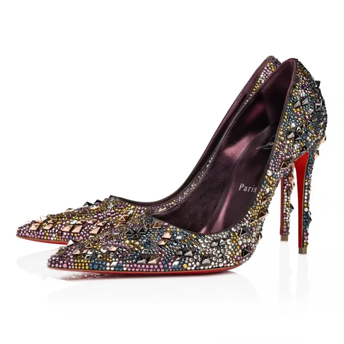 Women Kate Max Strass Eternity 100 Mm Pumps 8211 Metallic Suede And Eternity Strass 8211 Anthracite Christian Louboutin Pumps