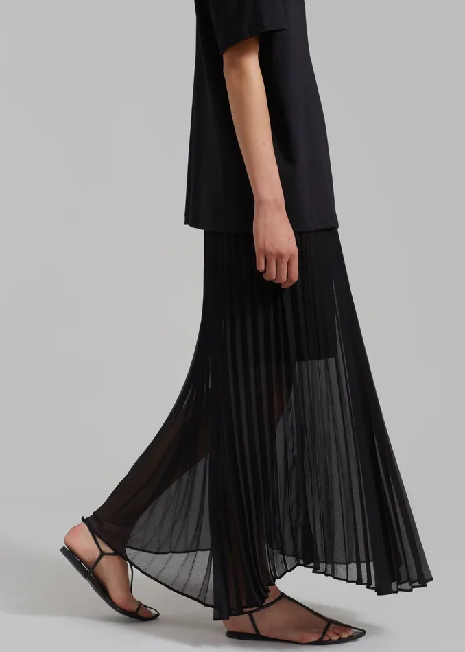 Women Kaya Pleated Maxi Skirt 8211 Black The Frankie Shop Bottoms