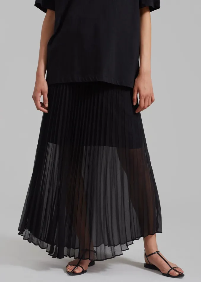 Women Kaya Pleated Maxi Skirt 8211 Black The Frankie Shop Bottoms