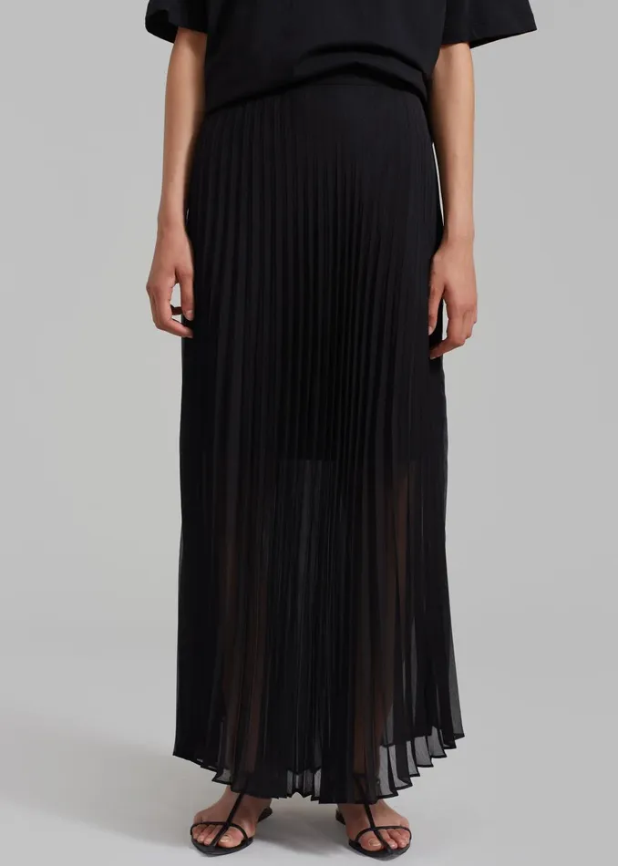 Women Kaya Pleated Maxi Skirt 8211 Black The Frankie Shop Bottoms
