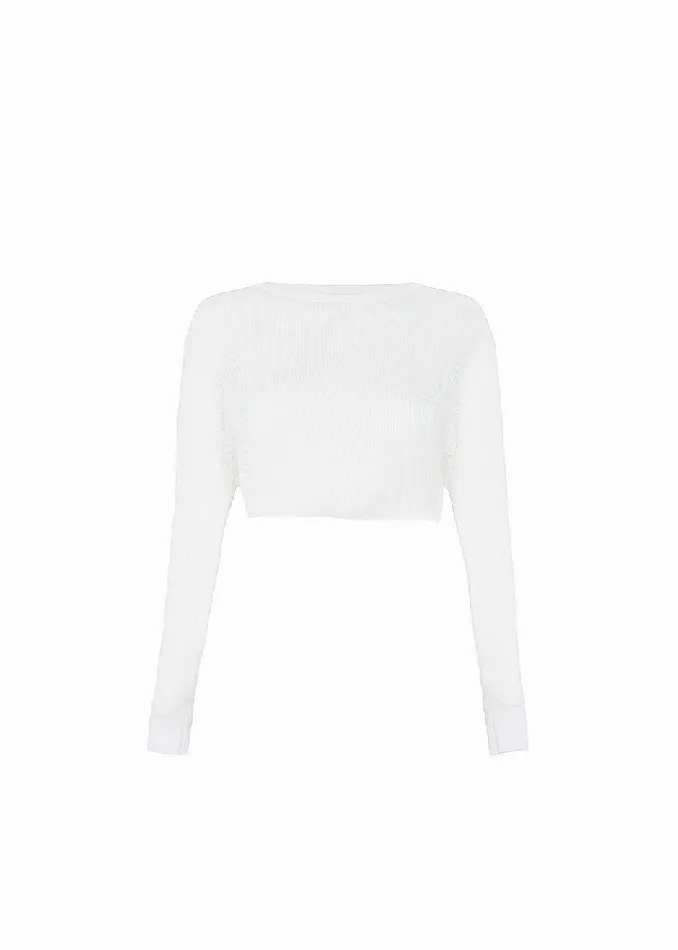 Women Kaz Cropped Knit Top 8211 White The Frankie Shop Tops