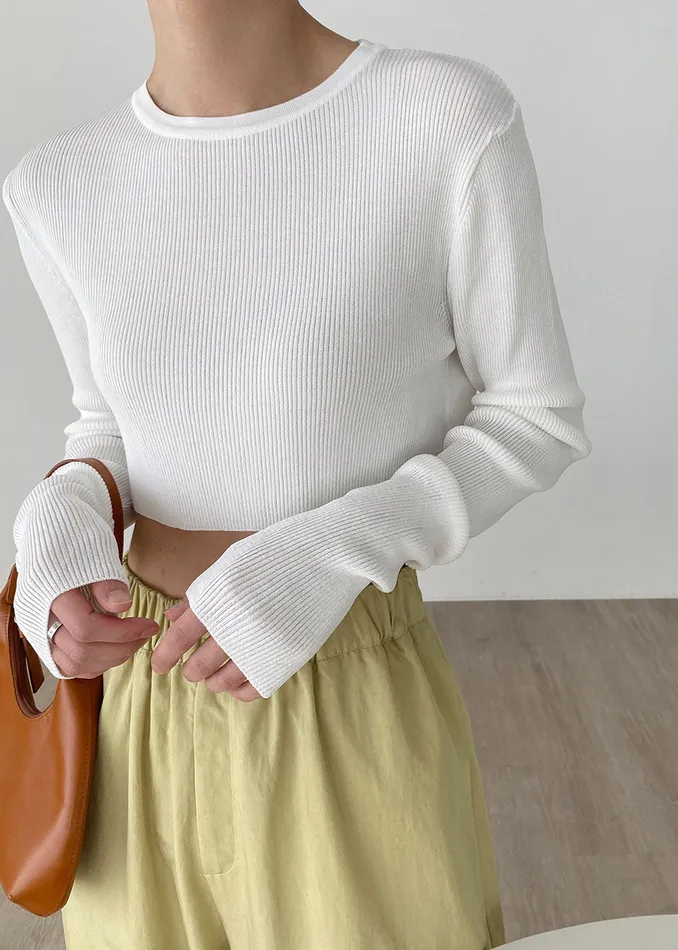 Women Kaz Cropped Knit Top 8211 White The Frankie Shop Tops