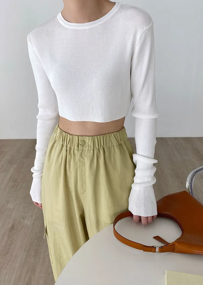 Women Kaz Cropped Knit Top 8211 White The Frankie Shop Tops