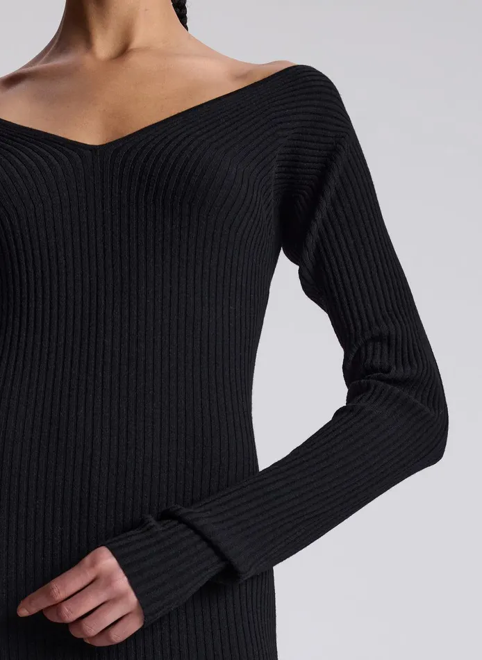 Women Keaton Ribbed Merino Maxi Dress Black ALC Dresses