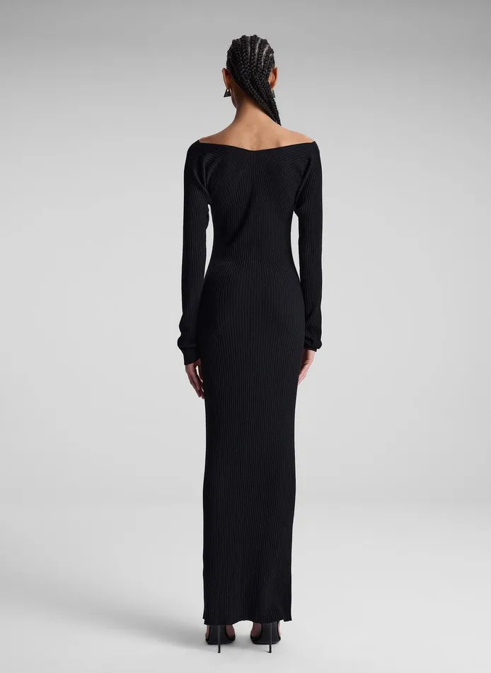 Women Keaton Ribbed Merino Maxi Dress Black ALC Dresses