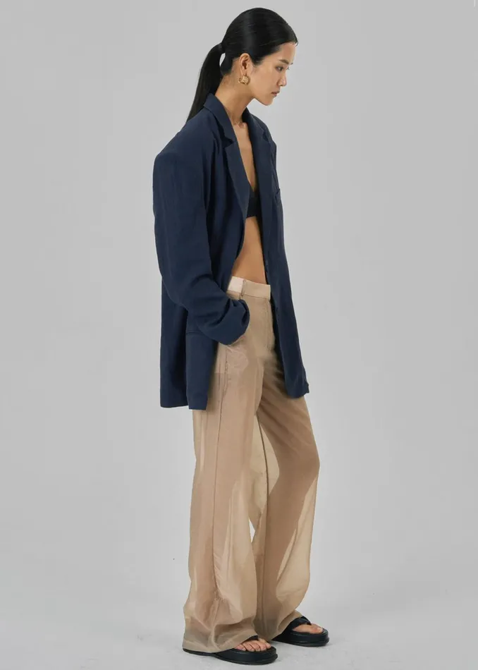 Women Keenan Linen Oversized Blazer 8211 Navy The Frankie Shop Outerwear