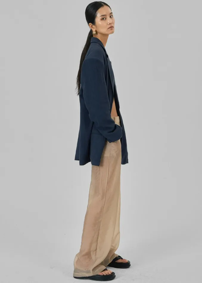 Women Keenan Linen Oversized Blazer 8211 Navy The Frankie Shop Outerwear