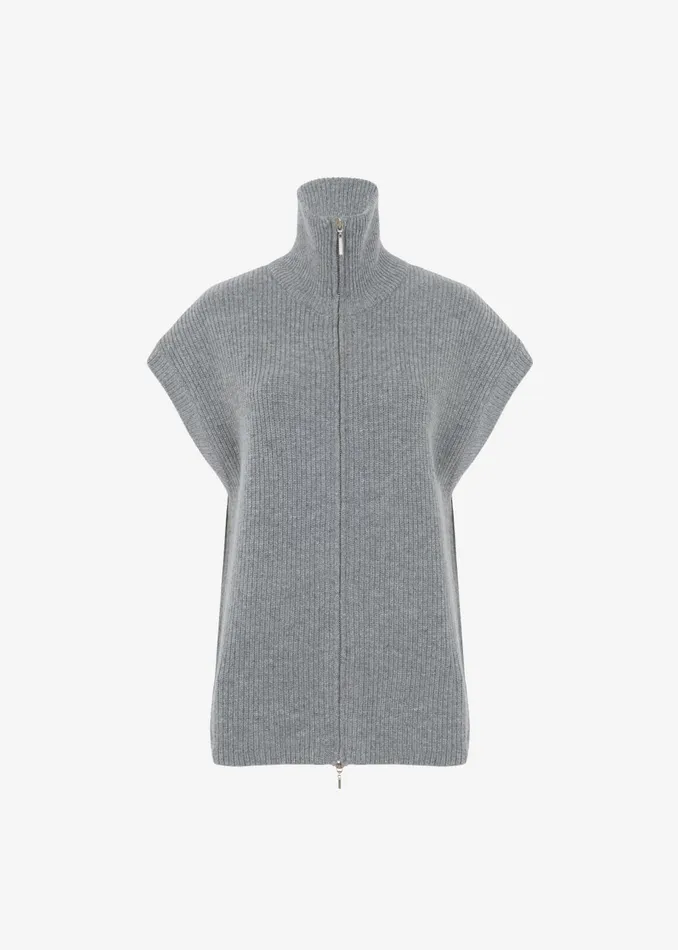 Women Kellan Wool Blend Sleeveless Zip Turtleneck 8211 Grey The Frankie Shop Knitwear
