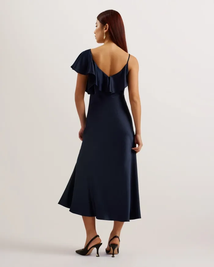 Women KEOMI 8211 Ruffle Neck Satin Midi Slip Dress Navy Ted Baker Dresses Women KEOMI 8211 Ruffle Neck Satin Midi Slip Dress Navy Ted Baker Dresses